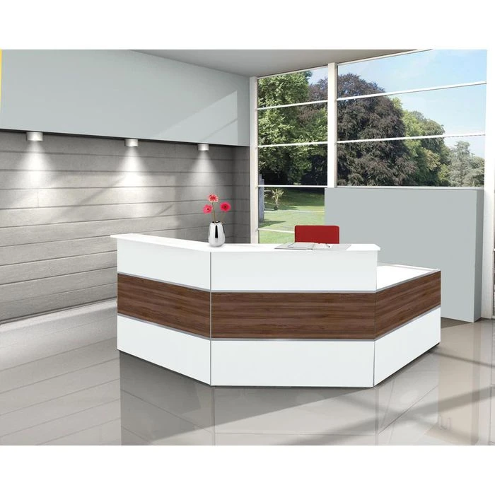 Kerkmann Empfangstheke Atlantis, Nussbaum / Weiß, 250 X 110 X 250cm, Winkeltheke Mit Anbautisch 7 Kerkmann Empfangstheke Atlantis, Nussbaum / Weiß, 250 X 110 X 250cm, Winkeltheke Mit Anbautisch – Bild 5