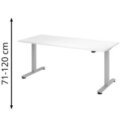 Hammerbacher Schreibtisch XMST 19, Weiß, Elektrisch Höhenverstellbar, 180 X 71-120 X 80cm