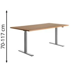 Topstar Schreibtisch E-Table, TTS18080GB, Elektrisch Höhenverst., 180 X 70-120 X 80cm, Buche