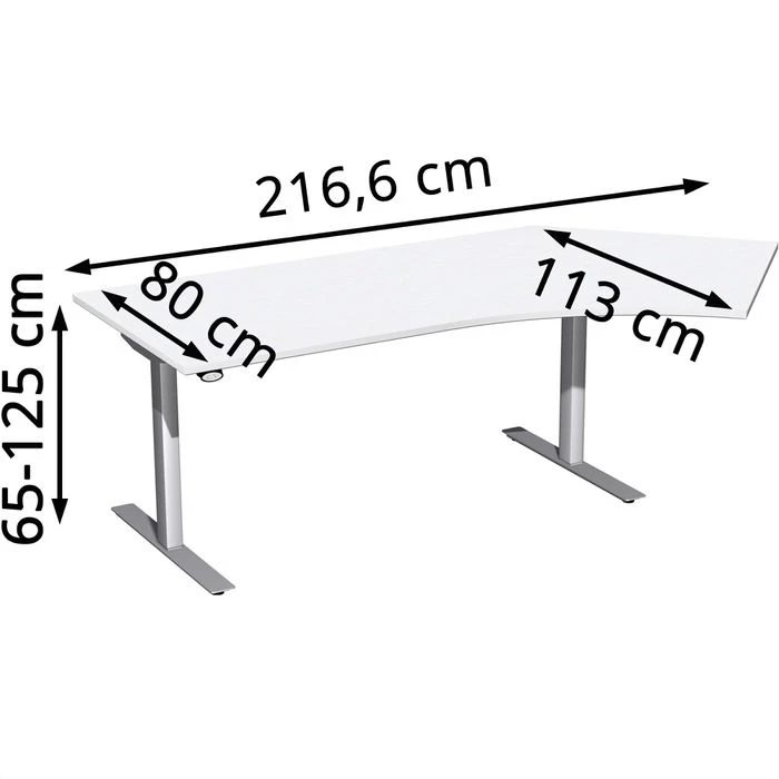 Geramöbel Schreibtisch Elektro Flex, Weiß, Elektrisch Verstellbar, 216,6 X 113cm, 135° Winkel 4 Geramöbel Schreibtisch Elektro Flex, Weiß, Elektrisch Verstellbar, 216,6 X 113cm, 135° Winkel – Bild 2