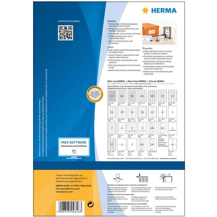Herma Inkjet-Etiketten 4816, Special, Weiß, 97 X 42,3mm, Matt, 100 Blatt, 1200 Stück 7 Herma Inkjet-Etiketten 4816, Special, Weiß, 97 X 42,3mm, Matt, 100 Blatt, 1200 Stück – Bild 5