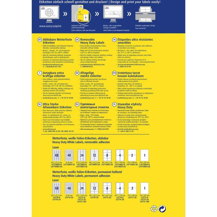 Avery Zweckform L4776REV-20 Weiß Folienetiketten 9 Avery Zweckform L4776REV-20 Weiß Folienetiketten – Bild 7