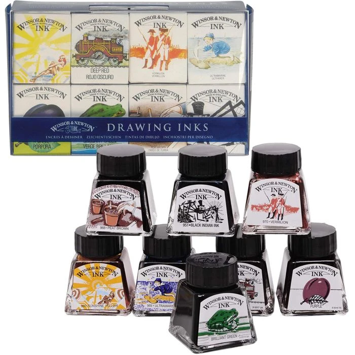 Winsor&Newton Zeichentusche 1090094, Set Williams, Für Feder & Pinsel, 8 Farben A 14ml, 8 Stück 3 Winsor&Newton Zeichentusche 1090094, Set Williams, Für Feder & Pinsel, 8 Farben A 14ml, 8 Stück