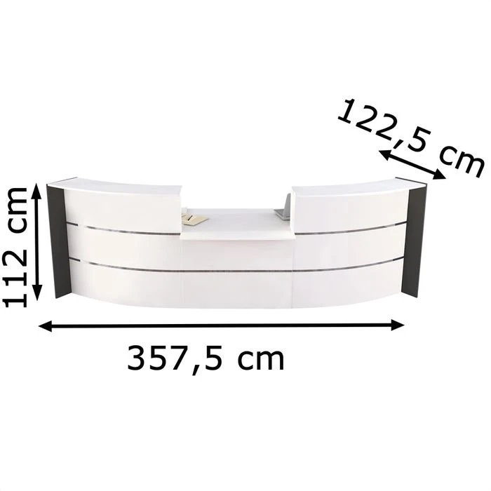 Kerkmann Empfangstheke Bari 3564, Weiß / Weiß, 357,5 X 112 X122,5cm Bogentheke M. Beratungsplatz 3 Kerkmann Empfangstheke Bari 3564, Weiß / Weiß, 357,5 X 112 X122,5cm Bogentheke M. Beratungsplatz – Bild 2