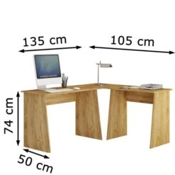 VCM Schreibtisch Masola 917094, Eiche, Maße: 135 X 105cm, L-Form -PapierMeister Verkäufe 1b9e2ae956082de8bf65bf443e7916bbe705136c schreibtisch vcm masola 917094 eiche