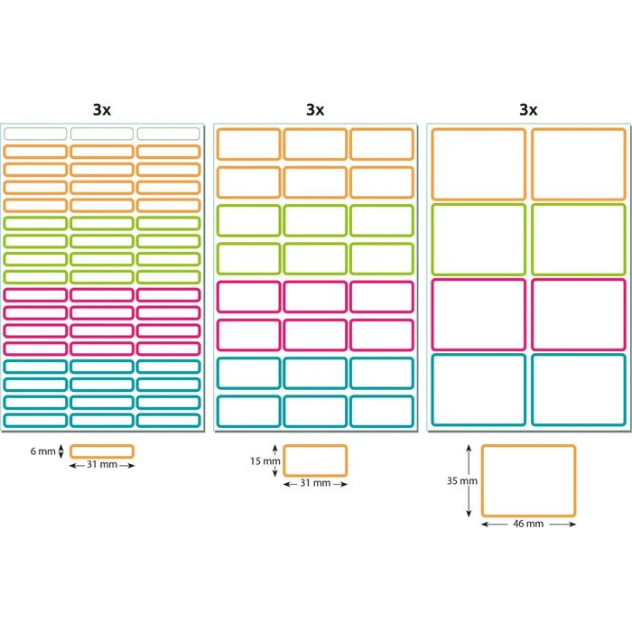 Zweckform Vielzwecketiketten 59983 Farbig Sortiert, 31x6 Mm, 31x15 Mm, 46x35 Mm, 9 Blatt, 249 Stück 8 Zweckform Vielzwecketiketten 59983 Farbig Sortiert, 31x6 Mm, 31x15 Mm, 46x35 Mm, 9 Blatt, 249 Stück – Bild 6