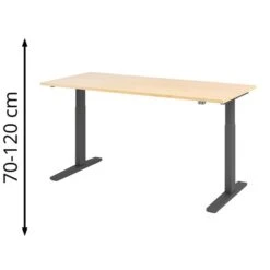 Hammerbacher Schreibtisch XMKA 19, Ahorn, Elektrisch Höhenverstellbar, 180 X 70-120 X 80cm