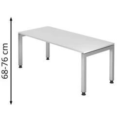 Hammerbacher Schreibtisch JS 19, Weiß, Höhenverstellbar, 180 X 68-76 X 80cm