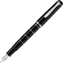 Pelikan Füller Classic M215, 948299, Edelharz, Schwarz/silber, Ringe, Edelstahlfeder, B