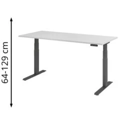 Hammerbacher Schreibtisch XDKB 19, Lichtgrau, Elektrisch Höhenverstellbar, 180 X 64-129 X 80cm