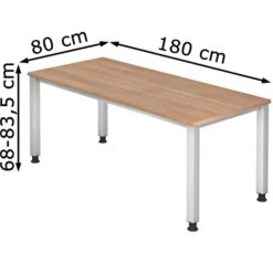 Hammerbacher Schreibtisch Q-Serie, Nussbaum, Höhenverstellbar, 180 X 68-83,5 X 80cm -PapierMeister Verkäufe 2de1168c6dbee02825c17d1280aedb35af3993df schreibtisch hammerbacher q serie nussbaum