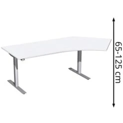 Geramöbel Schreibtisch Elektro Flex, Weiß, Elektrisch Verstellbar, 216,6 X 113cm, 135° Winkel