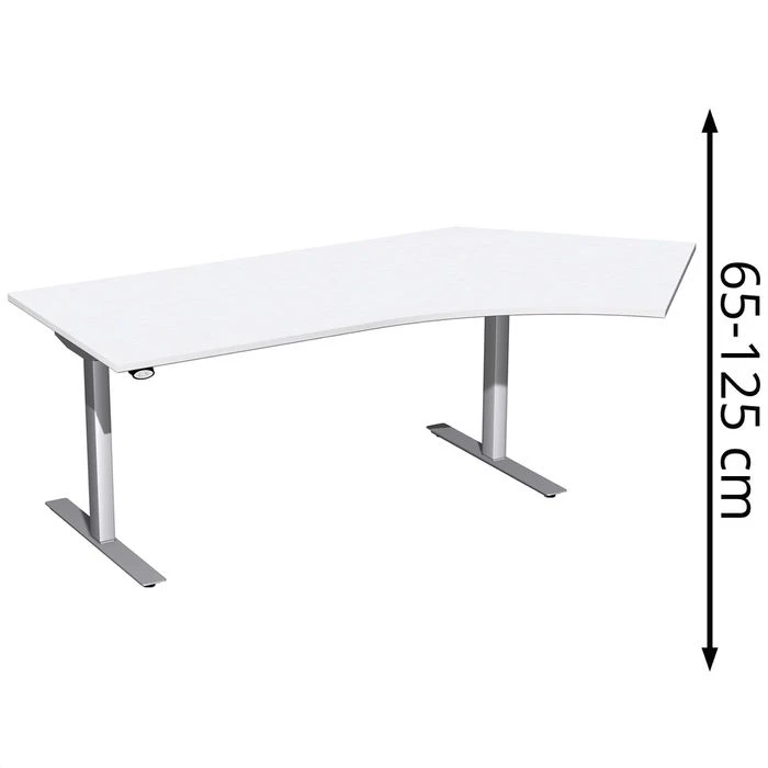Geramöbel Schreibtisch Elektro Flex, Weiß, Elektrisch Verstellbar, 216,6 X 113cm, 135° Winkel 3 Geramöbel Schreibtisch Elektro Flex, Weiß, Elektrisch Verstellbar, 216,6 X 113cm, 135° Winkel