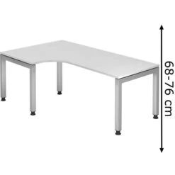 Hammerbacher Schreibtisch JS 82, Weiß, Höhenverstellbar, 200 X 68-76 X 120cm, L-Form