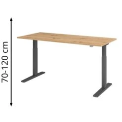 Hammerbacher Schreibtisch XMKA 19, Asteiche, Elektrisch Höhenverstellbar, 180 X 70-120 X 80cm