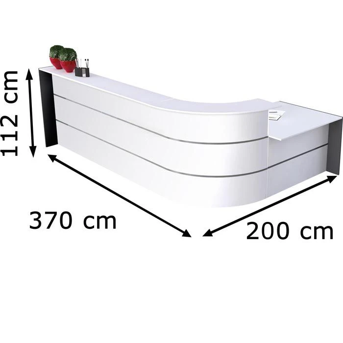 Kerkmann Empfangstheke Bari 3568, Weiß, 370 X 112 X 200cm, Winkeltheke Mit Anbautisch 6 Kerkmann Empfangstheke Bari 3568, Weiß, 370 X 112 X 200cm, Winkeltheke Mit Anbautisch – Bild 4