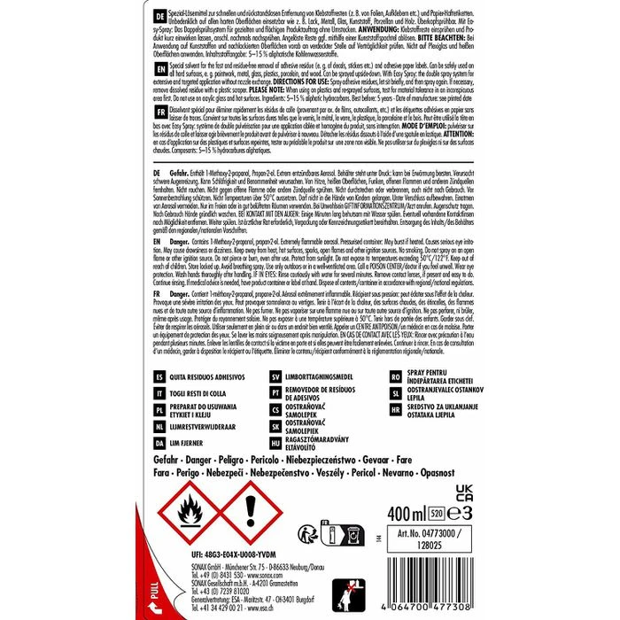 Sonax Etikettenlöser Klebstoffrestentferner, Professional, Mit Easy-Spray, 04773000, 400ml 5 Sonax Etikettenlöser Klebstoffrestentferner, Professional, Mit Easy-Spray, 04773000, 400ml – Bild 3