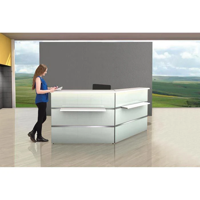 Kerkmann Empfangstheke Atlantis, Weiß / Weiß, 241 X 110 X 170cm, Winkeltheke 4 Kerkmann Empfangstheke Atlantis, Weiß / Weiß, 241 X 110 X 170cm, Winkeltheke – Bild 2