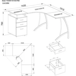 HJh-OFFICE Schreibtisch Castor, 673420, Nussbaum, Mit Standcontainer, 151,2 X 143,4cm, L-Form -PapierMeister Verkäufe 422fc74033723164ec3bbcc878f04148175658a2 schreibtisch hjh office castor 673420 nussbaum
