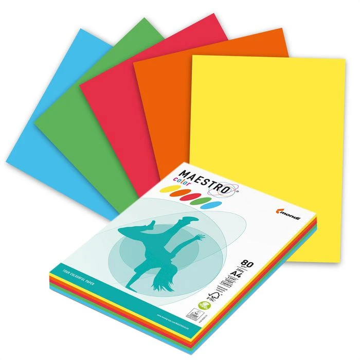 Mondi Kopierpapier Maestro Color, A4, 80g/qm, Intensiv Farbig Sortiert, 5 X 50 Blatt, 250 Blatt 3 Mondi Kopierpapier Maestro Color, A4, 80g/qm, Intensiv Farbig Sortiert, 5 X 50 Blatt, 250 Blatt