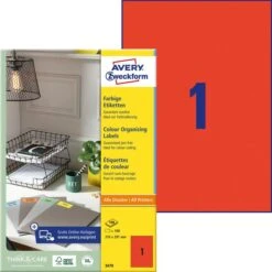 Avery Zweckform 3470 Rote Etiketten 210 X 297mm
