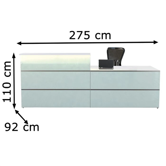 Kerkmann Empfangstheke Atlantis, Weiß / Weiß, Rezeption, Mit Anbautisch, 2 Elemente 4 Kerkmann Empfangstheke Atlantis, Weiß / Weiß, Rezeption, Mit Anbautisch, 2 Elemente – Bild 2