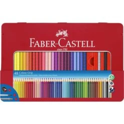 Faber-Castell Buntstifte Colour Grip 2001, 112448, Farbig Sortiert Im Metalletui, 48 Stück