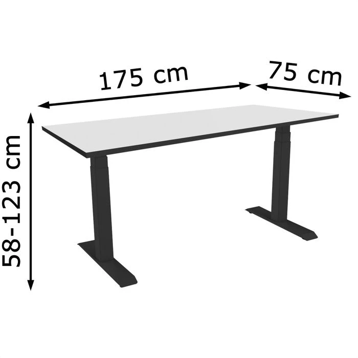 Celexon Schreibtisch EAdjust-58123, Weiß / Schwarz, Elektrisch Höhenverstellbar, 175 X 75cm HPL-Platte 7 Celexon Schreibtisch EAdjust-58123, Weiß / Schwarz, Elektrisch Höhenverstellbar, 175 X 75cm HPL-Platte – Bild 5