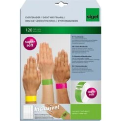 Sigel Einlassbänder EB212 Super Soft, Neongrün, Tyvek, Bedruckbar, Wasserfest, 25x255mm, 120Stück -PapierMeister Verkäufe 5ab3a6f7062a2f4c555d27d61939e0cd412772da einlassbaender sigel eb212 super soft neongruen