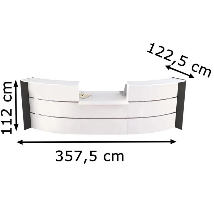 Kerkmann Empfangstheke Bari 3564, Weiß / Weiß, 357,5 X 112 X122,5cm Bogentheke M. Beratungsplatz 5 Kerkmann Empfangstheke Bari 3564, Weiß / Weiß, 357,5 X 112 X122,5cm Bogentheke M. Beratungsplatz – Bild 4
