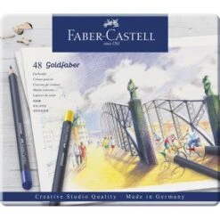 Faber-Castell Buntstifte 114748 Goldfaber, Mit Permanenter Ölkreidemine, Metalletui, 48 Stück