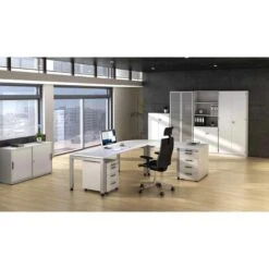 Hammerbacher Schreibtisch JS 19, Weiß, Höhenverstellbar, 180 X 68-76 X 80cm -PapierMeister Verkäufe 60780701a3a24810c6a168e4a610190d49c12e31 schreibtisch hammerbacher js 19 weiss