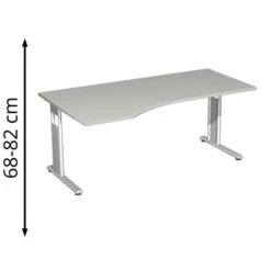 Geramöbel Schreibtisch Flex S-617306-LS, Lichtgrau, Höhenverstellbar, 180 X 68-82 X 100cm, Freiform