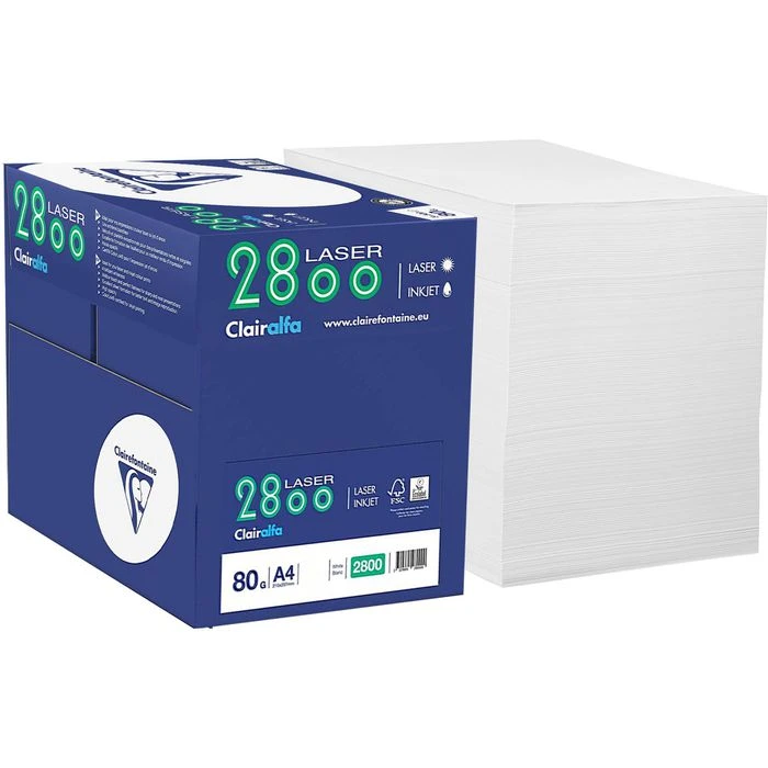 Clairefontaine Kopierpapier Laser 2800, 1981C, A4, Clairalfa, 80g/qm, Hochweiß, Ungeriest, 2500 Blatt 3 Clairefontaine Kopierpapier Laser 2800, 1981C, A4, Clairalfa, 80g/qm, Hochweiß, Ungeriest, 2500 Blatt