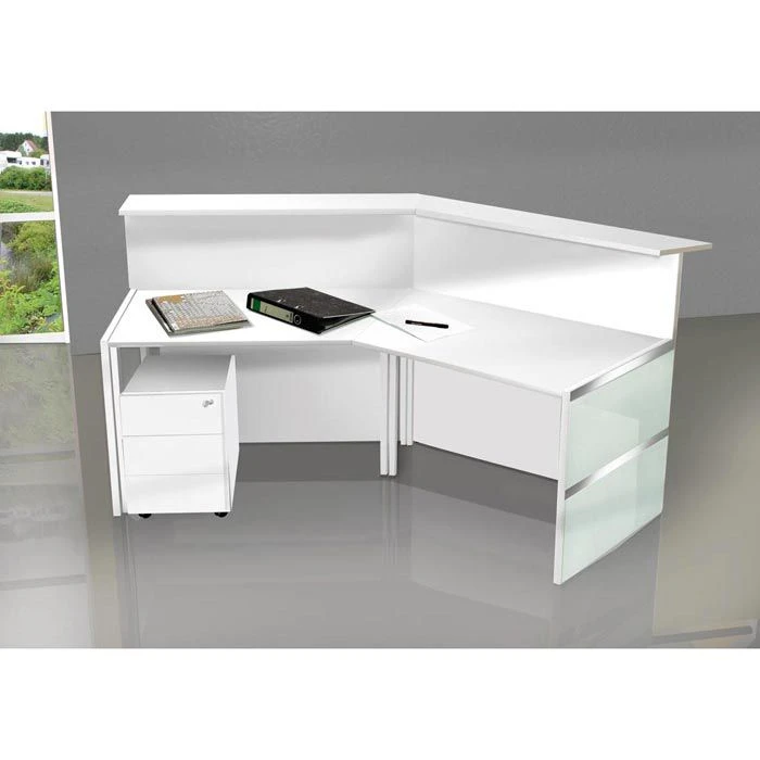 Kerkmann Empfangstheke Atlantis, Weiß / Weiß, 241 X 110 X 170cm, Winkeltheke 5 Kerkmann Empfangstheke Atlantis, Weiß / Weiß, 241 X 110 X 170cm, Winkeltheke – Bild 3