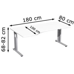 Geramöbel Schreibtisch Flex S-617306-WS, Weiß, Höhenverstellbar, 180 X 68-82 X 100cm, Freiform -PapierMeister Verkäufe 636809be8bbc87d285db1470f255769f6f3912c3 schreibtisch geramoebel flex s 617306 ws weiss