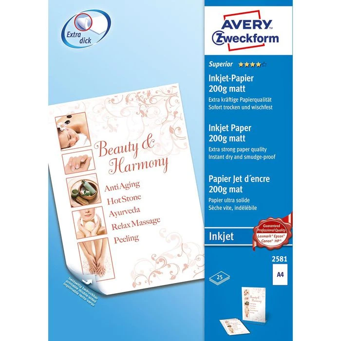 Avery Zweckform 2581 Superior Inkjet Papier A4 3 Avery Zweckform 2581 Superior Inkjet Papier A4