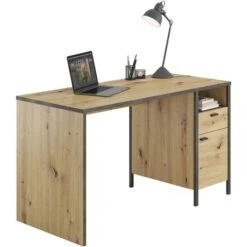 FMD-Möbel Schreibtisch In-Loft 1, Eiche, Mit Standcontainer, Maße: 135 X 60cm