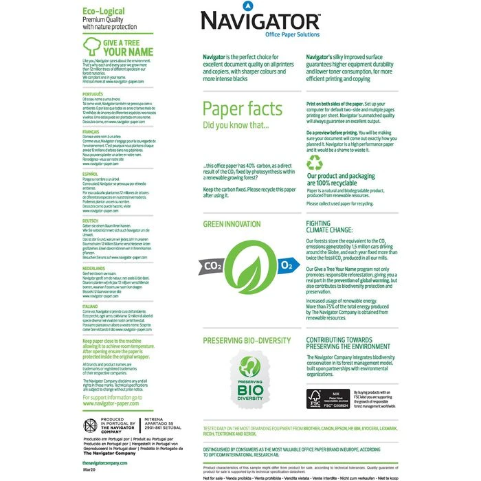 Navigator ECO-Logical A4 Papier 75g 500 Blatt 5 Navigator ECO-Logical A4 Papier 75g 500 Blatt – Bild 3