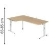 Hammerbacher Schreibtisch O-Serie, L-Form, Verstellbar, 200 X 65-85 X 120cm, Eiche / Weiß
