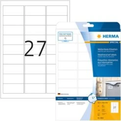 Herma Inkjet-Etiketten 4864, Wetterfest, 63,5 X 29,6mm, Weiß Matt, 10 Blatt, 270 Stück