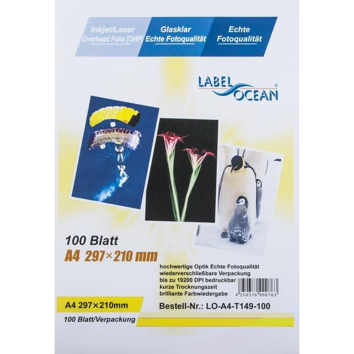 LabelOcean A4 Klar Overhead Folie Inkjet 100 Stück 3 LabelOcean A4 Klar Overhead Folie Inkjet 100 Stück