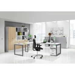 Hammerbacher Schreibtisch R-Serie, Eiche / Graphit, Höhenverstellbar, 180 X 65-85 X 80cm -PapierMeister Verkäufe 714ad75239100dd093adb2de03367fa8a9078b6a schreibtisch hammerbacher r serie eiche graphit