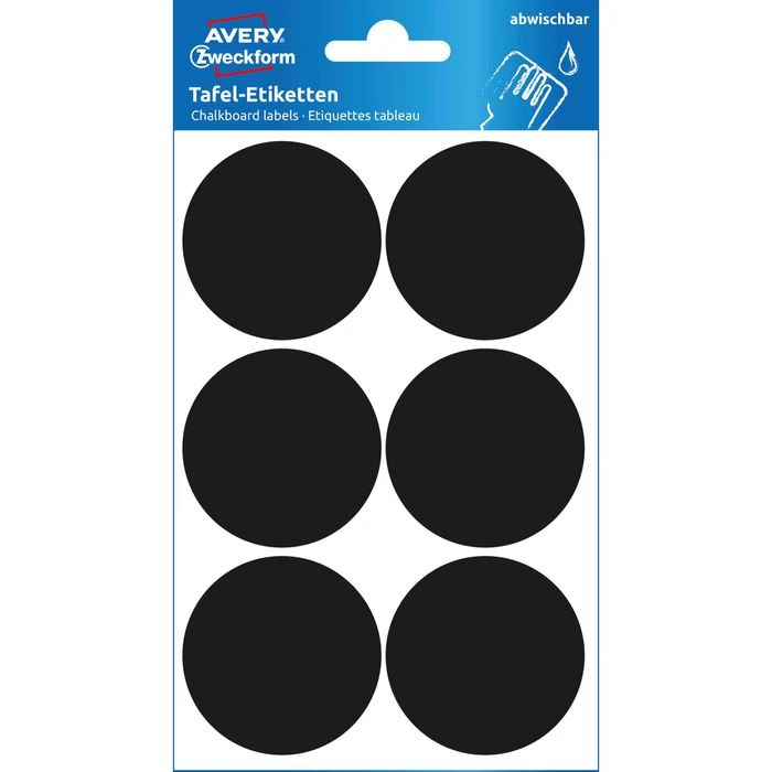Zweckform Tafeletiketten 63024, Ø 48 Mm, Selbstklebend, Schwarz, 24 Stück 3 Zweckform Tafeletiketten 63024, Ø 48 Mm, Selbstklebend, Schwarz, 24 Stück