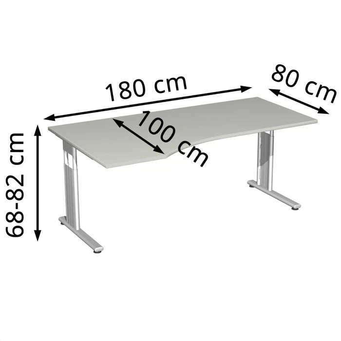 Geramöbel Schreibtisch Flex S-617306-LS, Lichtgrau, Höhenverstellbar, 180 X 68-82 X 100cm, Freiform 4 Geramöbel Schreibtisch Flex S-617306-LS, Lichtgrau, Höhenverstellbar, 180 X 68-82 X 100cm, Freiform – Bild 2
