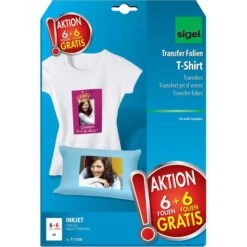Sigel Transferpapier T1156, DIN A4, T-Shirt-Folie Für Helle Textilien, 12 Blatt