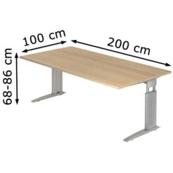 Hammerbacher Schreibtisch U-Serie, Verstellbar, 200 X 68-86 X 100cm, Eiche / Silber -PapierMeister Verkäufe 7cd6a90328aa2cb4c2b50985e7eef36656d72d44 schreibtisch hammerbacher u serie