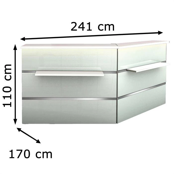 Kerkmann Empfangstheke Atlantis, Weiß / Weiß, 241 X 110 X 170cm, Winkeltheke 7 Kerkmann Empfangstheke Atlantis, Weiß / Weiß, 241 X 110 X 170cm, Winkeltheke – Bild 5