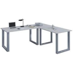 VCM Schreibtisch Lona, 916372, Grau, Maße: 190 X 190cm, L-Form
