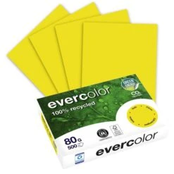 Clairefontaine Kopierpapier Evercolor, 2100005031, A4, Recycling, 80g/qm, Gelb, 500 Blatt